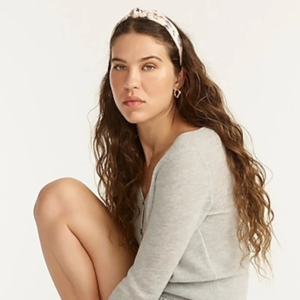J. Crew Silk Knot Pink Bandana Print Headband